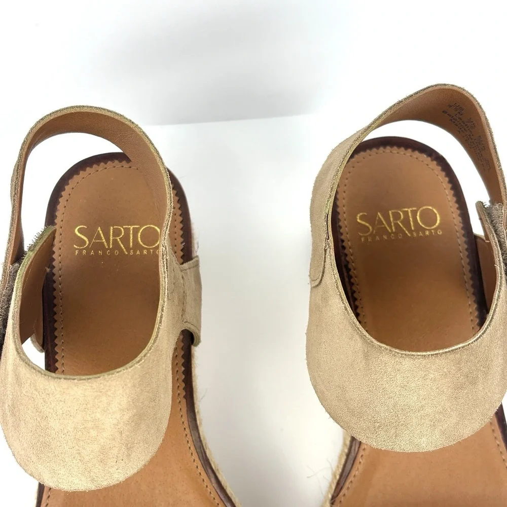 Sarto Franco Sarto A-LEO Suede Espadrille Platform Sandals Tan 9.5M